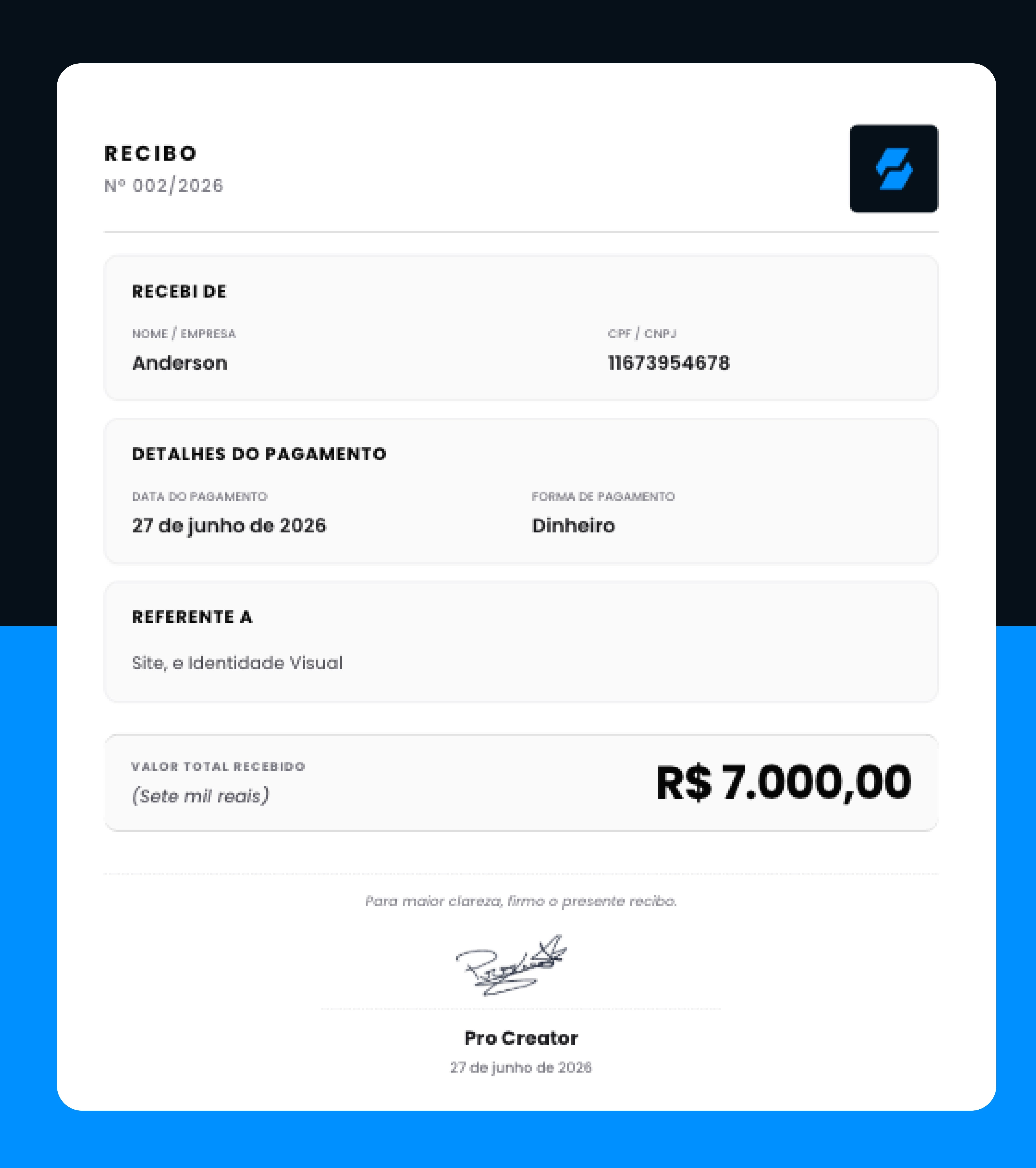 Recibo de Pagamento